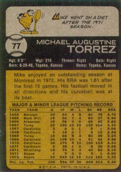 1973 Topps #77 Mike Torrez Back