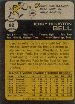 1973 Topps #92 Jerry Bell Back