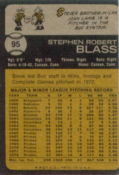 1973 Topps #95 Steve Blass Back