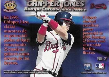 1996 Pacific Prism - Fence Busters #FB-7 Chipper Jones Back