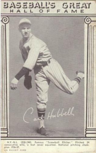 1948 Baseball's Great HOF Exhibits (W464) #NNO Carl Hubbell Front