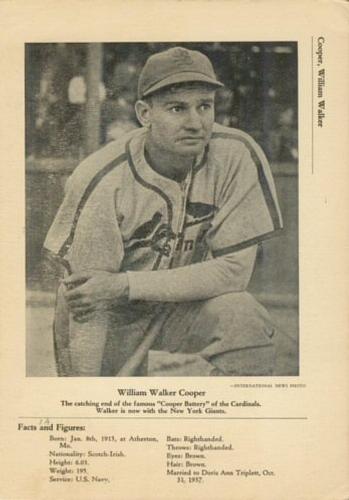 1946-49 Sports Exchange (W603) #2-1a Walker Cooper Front