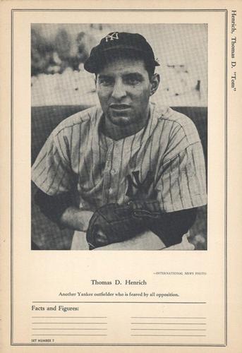 1946-49 Sports Exchange (W603) #7-5 Tommy Henrich Front