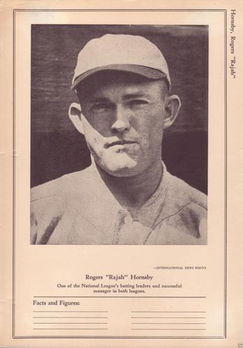 1946-49 Sports Exchange (W603) #4-6 Rogers Hornsby Front
