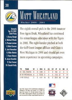 2001 Upper Deck Minors Centennial #38 Matt Wheatland Back