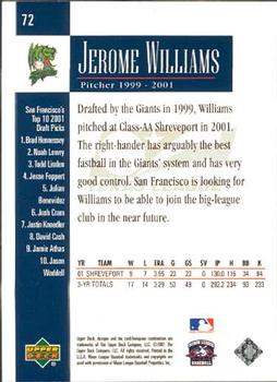 2001 Upper Deck Minors Centennial #72 Jerome Williams Back