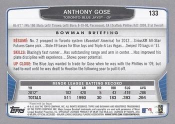 2013 Bowman #133 Anthony Gose Back