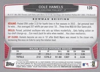 2013 Bowman #135 Cole Hamels Back