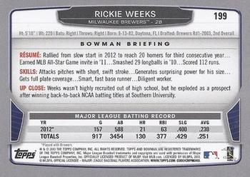 2013 Bowman #199 Rickie Weeks Back