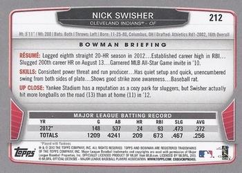2013 Bowman #212 Nick Swisher Back