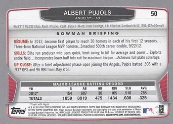 2013 Bowman #50 Albert Pujols Back