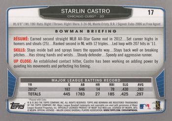 2013 Bowman #17 Starlin Castro Back
