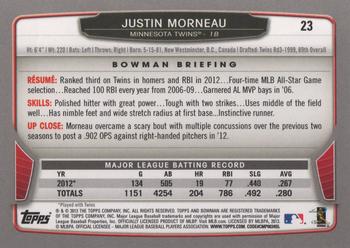 2013 Bowman #23 Justin Morneau Back