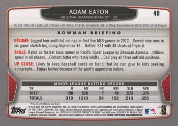 2013 Bowman #40 Adam Eaton Back