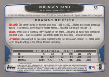 2013 Bowman #59 Robinson Cano Back