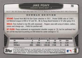 2013 Bowman #70 Jake Peavy Back