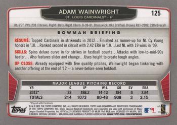 2013 Bowman #125 Adam Wainwright Back