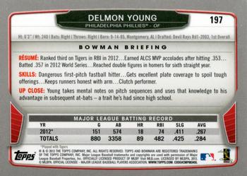 2013 Bowman #197 Delmon Young Back