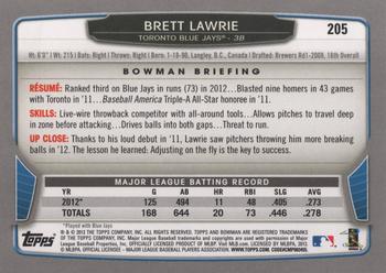 2013 Bowman #205 Brett Lawrie Back
