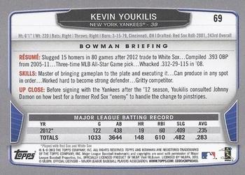 2013 Bowman #69 Kevin Youkilis Back