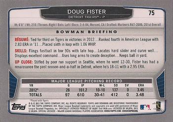 2013 Bowman #75 Doug Fister Back