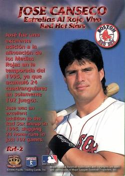 1996 Pacific Prism - Red Hot Stars #RH-2 Jose Canseco Back