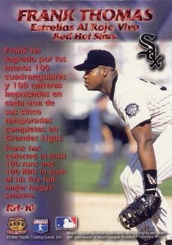 1996 Pacific Prism - Red Hot Stars #RH-10 Frank Thomas Back