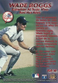 1996 Pacific Prism - Red Hot Stars #RH-16 Wade Boggs Back