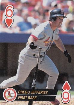 1994 Bicycle Aces Playing Cards #6♥ Gregg Jefferies Front