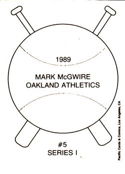 1989 Pacific Cards & Comics Series I (unlicensed) #5 Mark McGwire Back