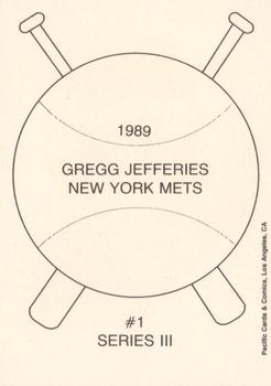 1989 Pacific Cards & Comics Series III (unlicensed) #1 Gregg Jefferies Back