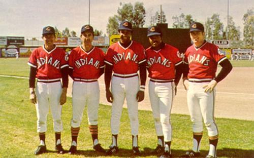 1975 Cleveland Indians Postcards #NNO Coaches (Harvey Haddix / Dave Garcia / Frank Robinson / Tom McCraw / Jeff Torborg) Front