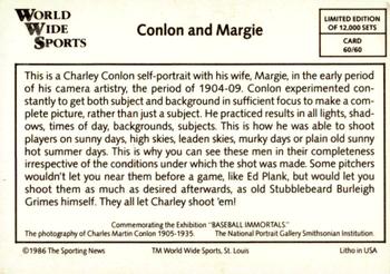 1986 Conlon World Wide Sports Series 1 #60 Charles Conlon / Margie Conlon Back