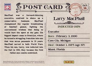 2012 Panini Cooperstown - Bronze History #56 Larry MacPhail Back