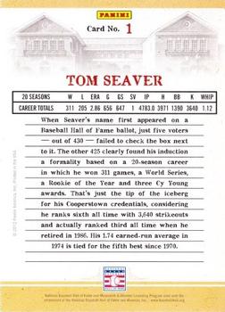 2012 Panini Cooperstown - Credentials #1 Tom Seaver Back