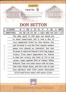 2012 Panini Cooperstown - Credentials #9 Don Sutton Back
