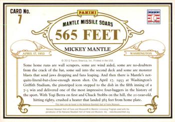 2012 Panini Cooperstown - Famous Moments #7 Mickey Mantle Back