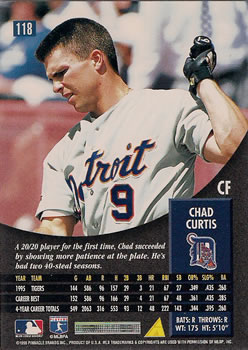 1996 Pinnacle #118 Chad Curtis Back