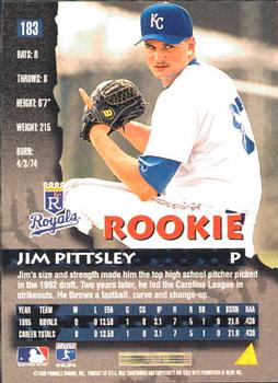 1996 Pinnacle #183 Jim Pittsley Back