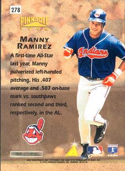 1996 Pinnacle #278 Manny Ramirez Back