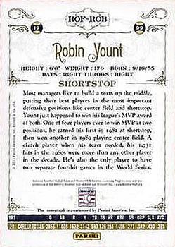 2012 Panini Cooperstown - Signatures #HOF-ROB Robin Yount Back