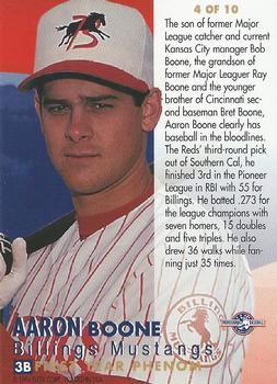 1994-95 Fleer Excel - First Year Phenoms #4 Aaron Boone Back