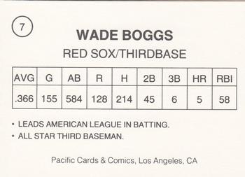 1989 Pacific Cards & Comics Facts (unlicensed) #7 Wade Boggs Back