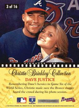 1996 Pinnacle - Christie Brinkley Collection #3 Dave Justice Back