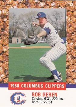 1988 Columbus Clippers Police #12 Bob Geren Front