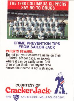 1988 Columbus Clippers Police #25 Bucky Dent / George Sisler Jr. Back