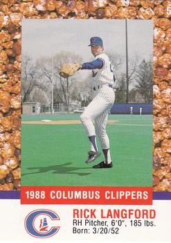1988 Columbus Clippers Police #5 Rick Langford Front