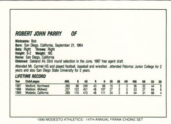1990 Chong Modesto A's #23 Bob Parry Back