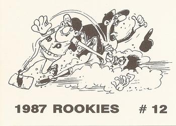 1987 Rookies (Cartoon Back, unlicensed) #12 Mike Devereaux Back