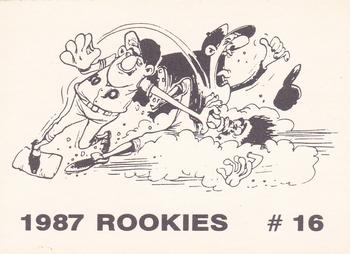 1987 Rookies (Cartoon Back, unlicensed) #16 Mark McGwire Back